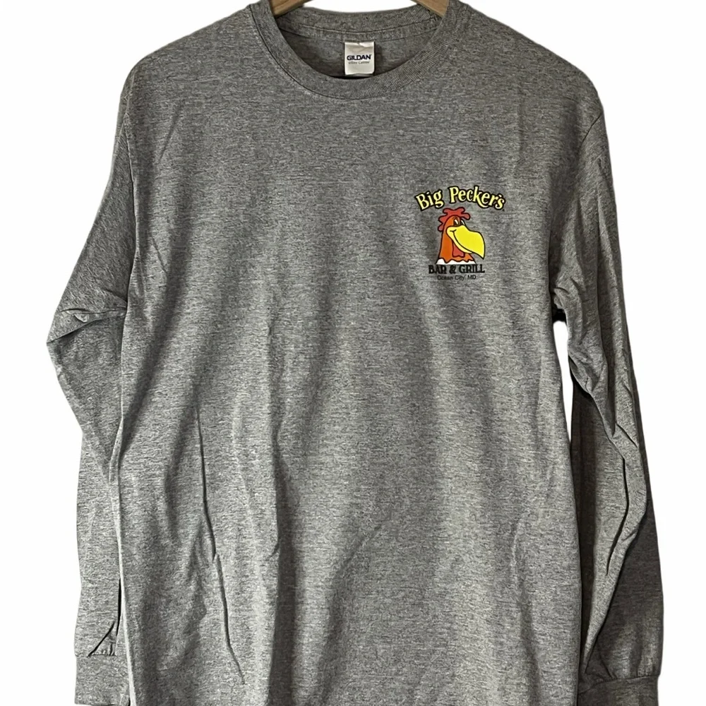 Gildan Heather Gray Graphic Long Sleeve T-Shirt - Picture 6 of 11